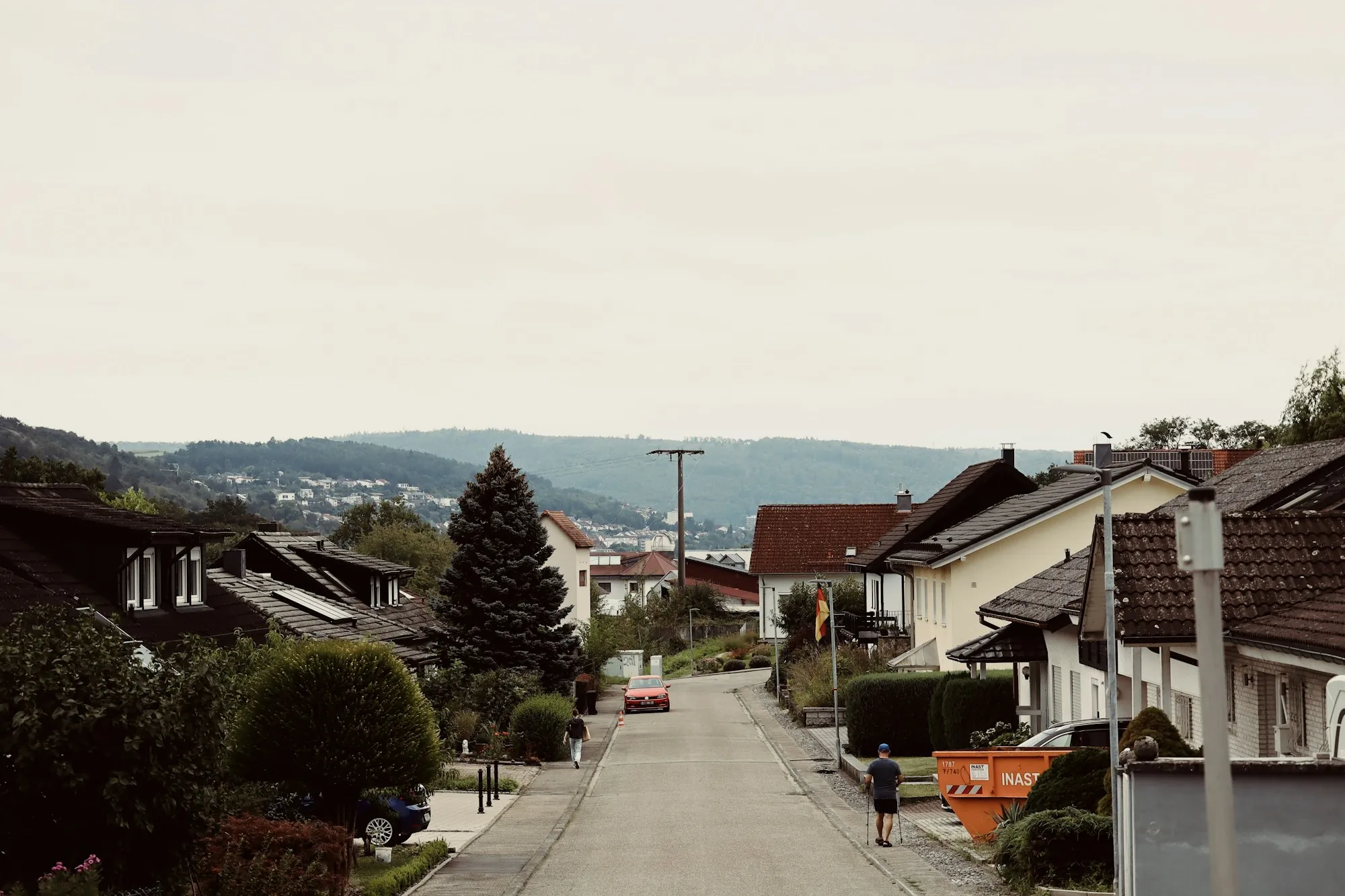 Residential street lined with houses